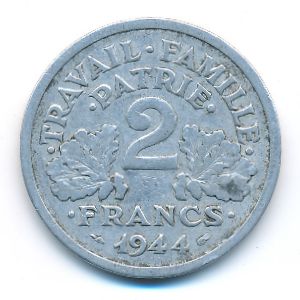 Франция, 2 франка (1943–1944 г.)