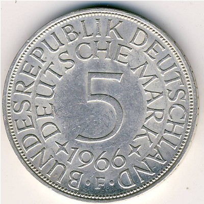 West Germany, 5 mark, 1951–1974