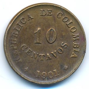 Colombia, 10 centavos, 1901