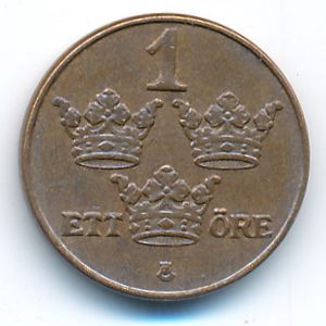 Sweden, 1 ore, 1909–1950