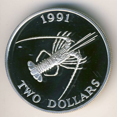Bermuda Islands, 2 dollars, 1991