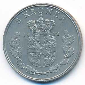 Denmark, 5 kroner, 1972