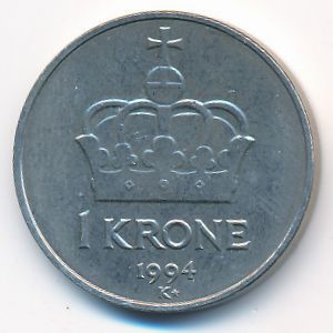 Норвегия, 1 крона (1992–1996 г.)