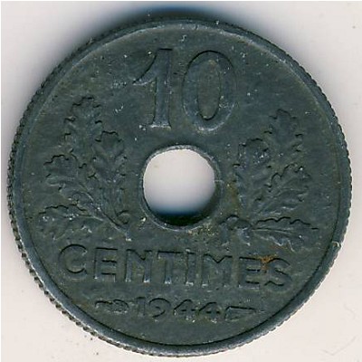 Франция, 10 сентим (1943–1944 г.)