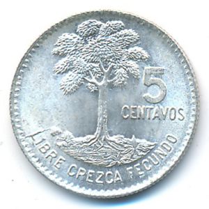 Guatemala, 5 centavos, 1960–1964