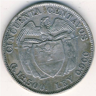 Colombia, 50 centavos, 1912–1933