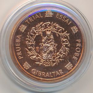 Gibraltar., 1 euro cent, 2003