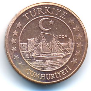 Turkey., 1 euro cent, 2004