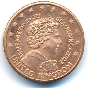 Great Britain., 2 euro cent, 2002