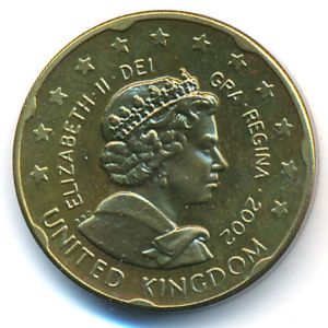 Great Britain., 20 euro cent, 2002