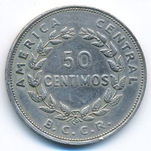Costa Rica, 50 centimos, 1965