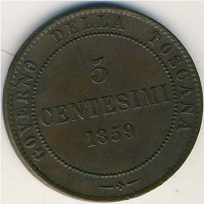 Toscana, 5 centesimi, 1859