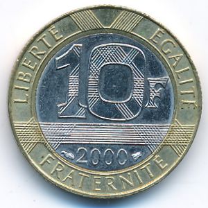 France, 10 francs, 1988–2000