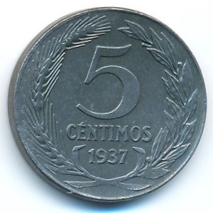 Spain, 5 centimos, 1937