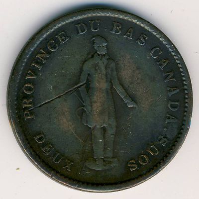 Квебек, 2 соу -1 пенни (1837 г.)