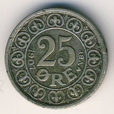 Denmark, 25 ore, 1907–1911