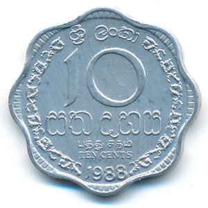 Sri Lanka, 10 cents, 1978–1991