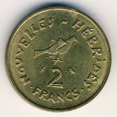 New Hebrides, 2 francs, 1970