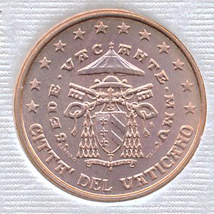 Ватикан, 1 евроцент (2005 г.)
