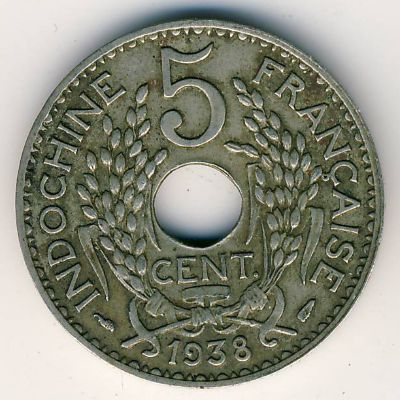 French Indo China, 5 cents, 1923–1938