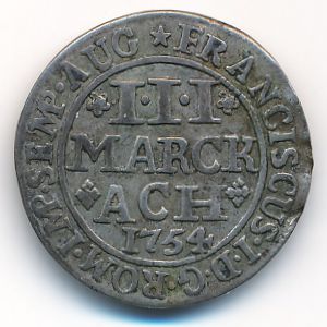 Aachen, 3 mark, 1754