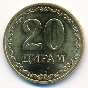 Таджикистан, 20 дирам (2020 г.)