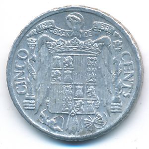 Spain, 5 centimos, 1940–1953