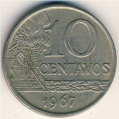 Brazil, 10 centavos, 1967