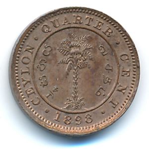 Ceylon, 1/4 cent, 1870–1901