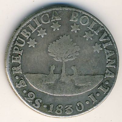 Bolivia, 2 soles, 1830–1831