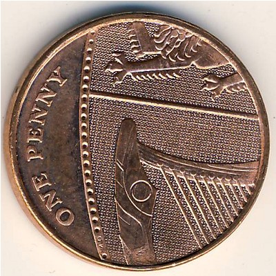 Great Britain, 1 penny, 2008–2015