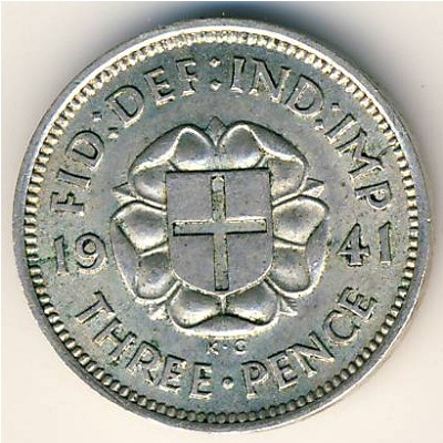 Великобритания, 3 пенса (1937–1945 г.)