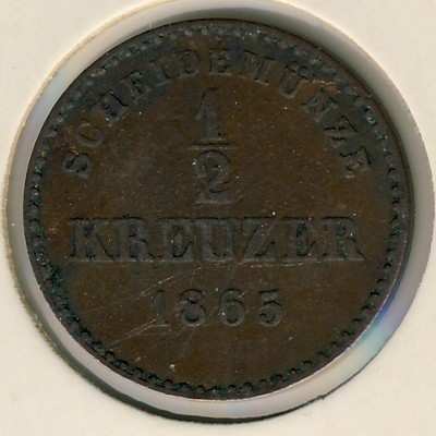 Wurttemberg, 1/2 kreuzer, 1865–1872