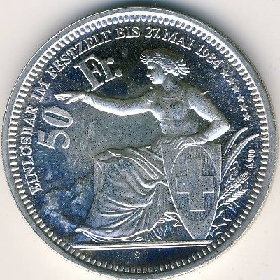 Switzerland., 50 francs, 1984