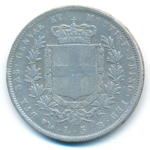 Сардиния, 5 лир (1850–1859 г.)