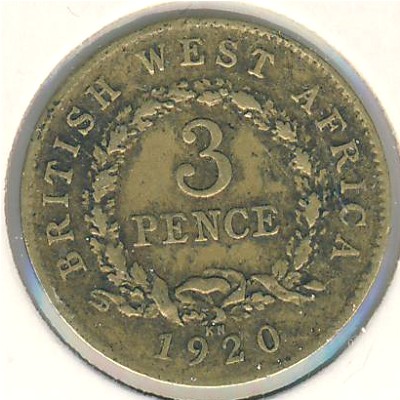 British West Africa, 3 pence, 1920–1936