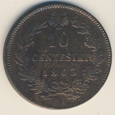 Italy, 10 centesimi, 1862–1866