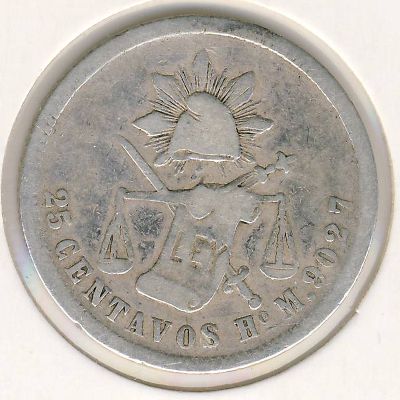 Мексика, 25 сентаво (1874–1890 г.)