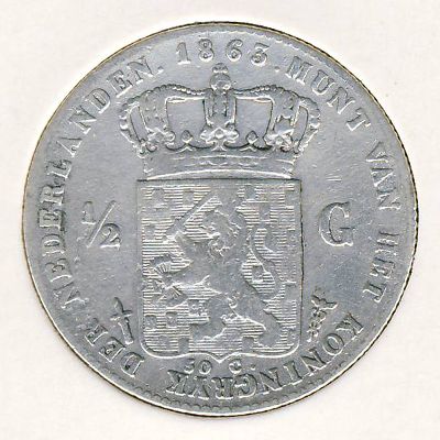 Нидерланды, 1/2 гульдена (1850–1866 г.)