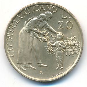 Ватикан, 20 лир (1996 г.)
