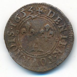 Франция, 1 денье (1653 г.)