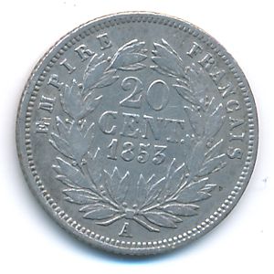 Франция, 20 сентим (1853 г.)