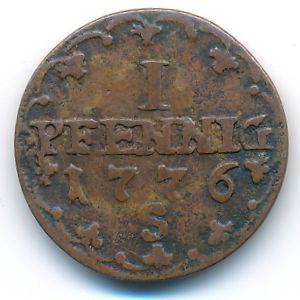 Анхальт-Бернбург, 1 пфенниг (1776 г.)