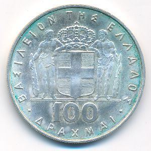 Греция, 100 драхм (1967 г.)