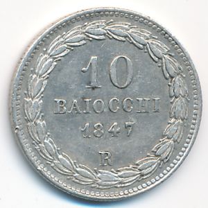 Папская область, 10 байоччо (1847 г.)