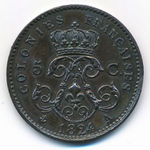 Французские колонии, 5 сентим (1824 г.)