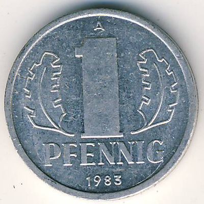 German Democratic Republic, 1 pfennig, 1977–1990