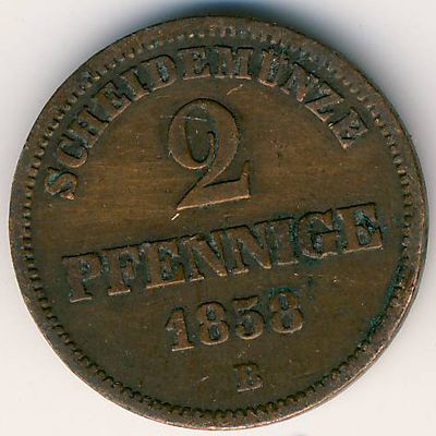 Birkenfeld, 2 pfennig, 1858