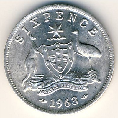 Australia, 6 pence, 1955–1963