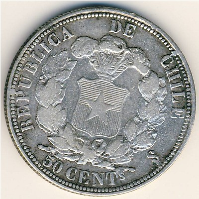 Chile, 50 centavos, 1862–1867
